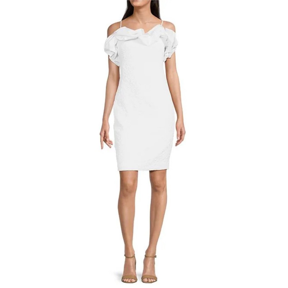 Belle by Badgley Mischka Size 0 Maria Embossed Jacquard Off the Shoulder Dress